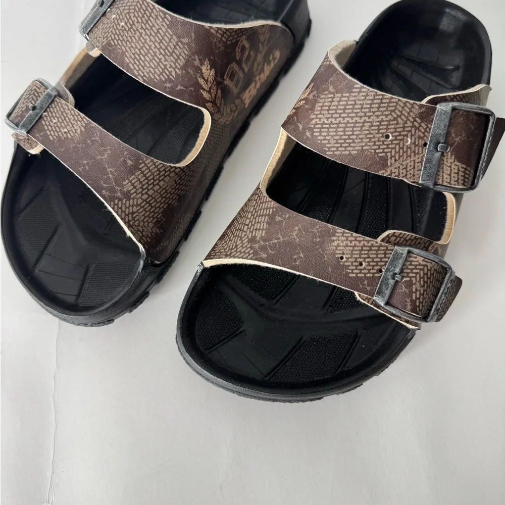 NEW Birkis X Birkenstock Haiti Birko Flor Aviator Brown Beige Ladies US 4 EU 35